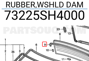 Honda 73225SH4000 RUBBER,WSHLD DAM