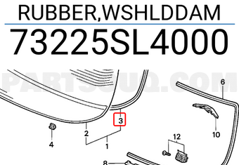 Honda 73225SL4000 RUBBER,WSHLDDAM