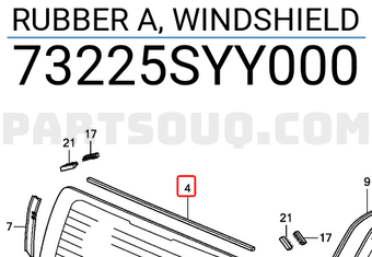 Honda 73225SYY000 RUBBER A, WINDSHIELD