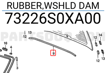 Honda 73226S0XA00 RUBBER,WSHLD DAM