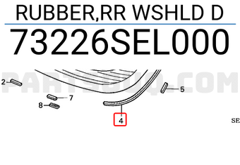 Honda 73226SEL000 RUBBER,RR WSHLD D