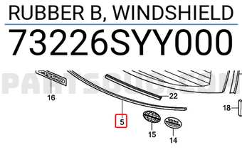 Honda 73226SYY000 RUBBER B, WINDSHIELD