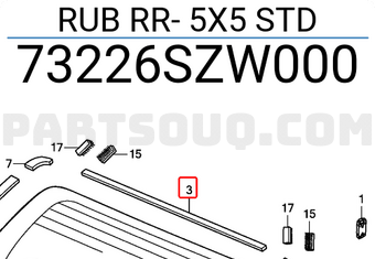 Honda 73226SZW000 RUB RR- 5X5 STD