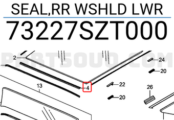 Honda 73227SZT000 SEAL,RR WSHLD LWR