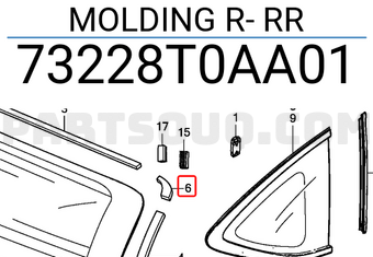 Honda 73228T0AA01 MOLDING R- RR