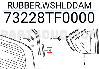 Honda 73228TF0000 RUBBER,WSHLDDAM
