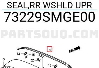 Honda 73229SMGE00 SEAL,RR WSHLD UPR