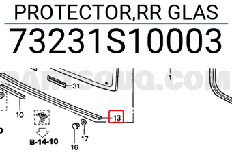 Honda 73231S10003 PROTECTOR,RR GLAS