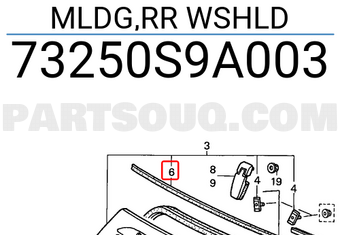 Honda 73250S9A003 MLDG,RR WSHLD