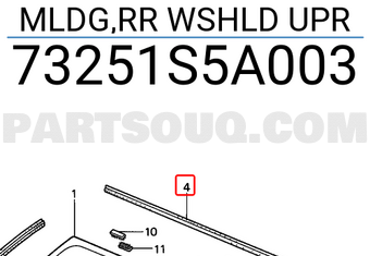 Honda 73251S5A003 MLDG,RR WSHLD UPR