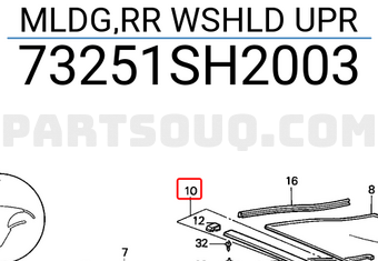 Honda 73251SH2003 MLDG,RR WSHLD UPR