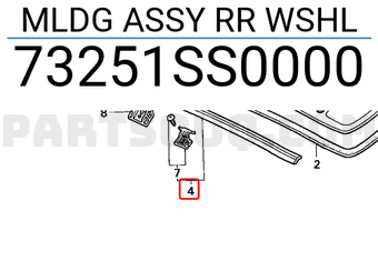 Honda 73251SS0000 MLDG ASSY RR WSHL