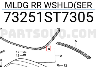 Honda 73251ST7305 MLDG RR WSHLD(SER