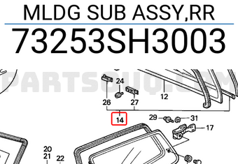 Honda 73253SH3003 MLDG SUB ASSY,RR