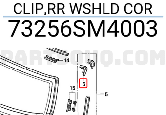 Honda 73256SM4003 CLIP,RR WSHLD COR
