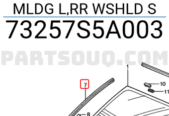 Honda 73257S5A003 MLDG L,RR WSHLD S