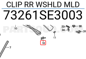 Honda 73261SE3003 CLIP RR WSHLD MLD