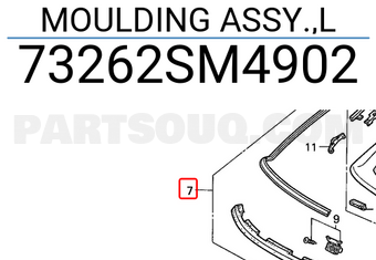 Honda 73262SM4902 MOULDING ASSY.,L