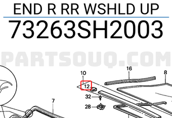 Honda 73263SH2003 END R RR WSHLD UP