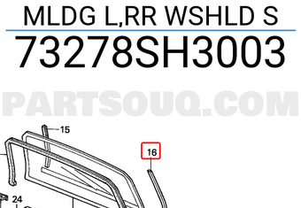 Honda 73278SH3003 MLDG L,RR WSHLD S