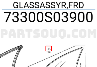 Honda 73300S03900 GLASSASSYR,FRD