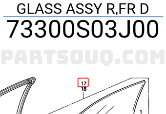 Honda 73300S03J00 GLASS ASSY R,FR D
