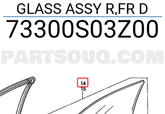 Honda 73300S03Z00 GLASS ASSY R,FR D