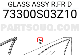 Honda 73300S03Z10 GLASS ASSY R,FR D
