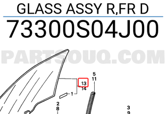 Honda 73300S04J00 GLASS ASSY R,FR D