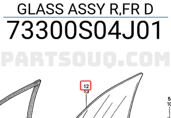 Honda 73300S04J01 GLASS ASSY R,FR D