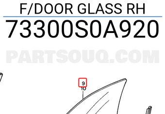 Honda 73300S0A920 F/DOOR GLASS RH