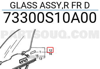 Honda 73300S10A00 GLASS ASSY,R FR D