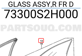 Honda 73300S2H000 GLASS ASSY,R FR D