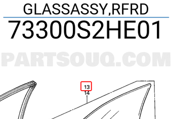 Honda 73300S2HE01 GLASSASSY,RFRD