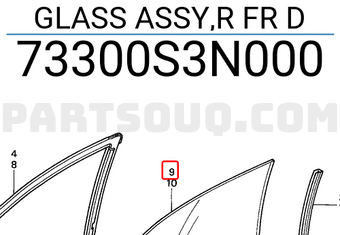 Honda 73300S3N000 GLASS ASSY,R FR D
