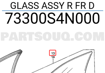 Honda 73300S4N000 GLASS ASSY R FR D