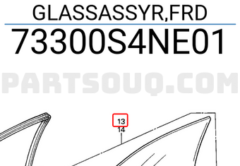 Honda 73300S4NE01 GLASSASSYR,FRD