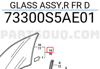 Honda 73300S5AE01 GLASS ASSY,R FR D