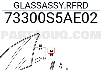 Honda 73300S5AE02 GLASSASSY,RFRD