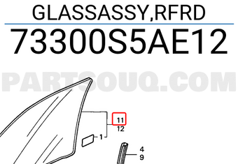 Honda 73300S5AE12 GLASSASSY,RFRD