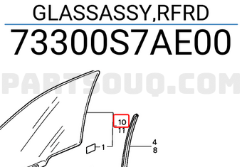 Honda 73300S7AE00 GLASSASSY,RFRD