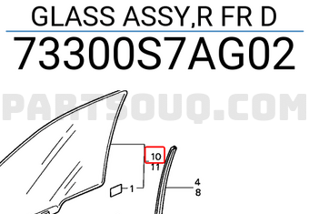 Honda 73300S7AG02 GLASS ASSY,R FR D