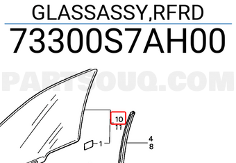 Honda 73300S7AH00 GLASSASSY,RFRD