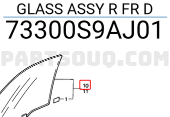 Honda 73300S9AJ01 GLASS ASSY R FR D