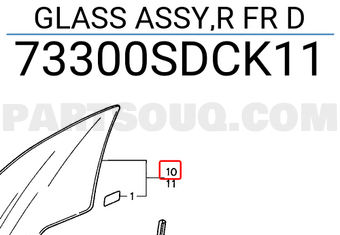 Honda 73300SDCK11 GLASS ASSY,R FR D