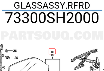 Honda 73300SH2000 GLASSASSY,RFRD