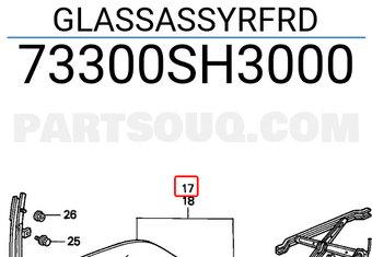 Honda 73300SH3000 GLASSASSYRFRD