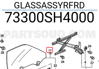 Honda 73300SH4000 GLASSASSYRFRD