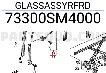 Honda 73300SM4000 GLASSASSYRFRD