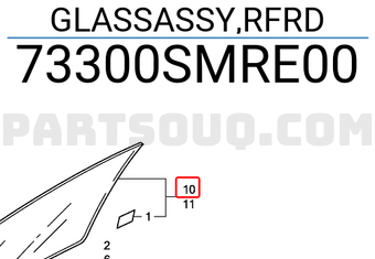 Honda 73300SMRE00 GLASSASSY,RFRD